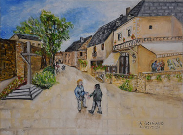 Pintura intitulada "Saint-Amand-de-Coly…" por André Goinaud, Obras de arte originais, Óleo