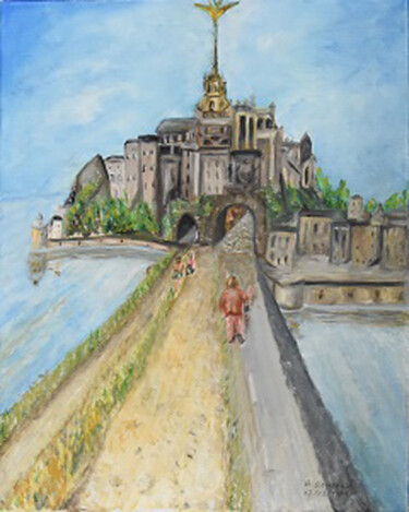 Pintura intitulada "Mont Saint Michel (…" por André Goinaud, Obras de arte originais, Óleo Montado em Armação em madeira