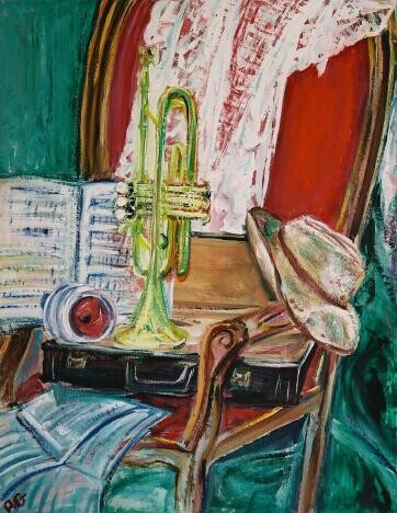 Peinture intitulée "la trompette" par André Gueydon, Œuvre d'art originale, Huile