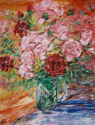 Peinture intitulée "bouquet de roses" par André Gueydon, Œuvre d'art originale, Huile