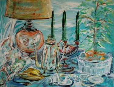 Painting titled "coin du buffet" by André Gueydon, Original Artwork, Oil