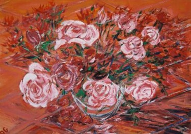 Painting titled "roses sur terre-cui…" by André Gueydon, Original Artwork, Oil