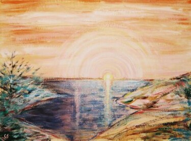 Painting titled "soleil de minuit" by André Gueydon, Original Artwork, Oil