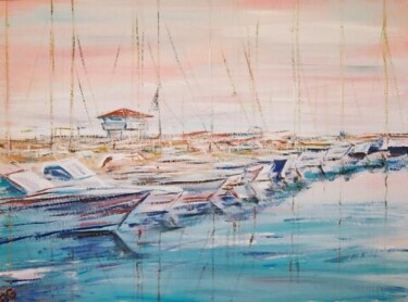 Peinture intitulée "port du lavandou" par André Gueydon, Œuvre d'art originale, Huile