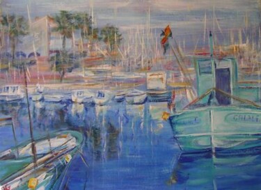 Malarstwo zatytułowany „port de pêche à hyè…” autorstwa André Gueydon, Oryginalna praca, Olej