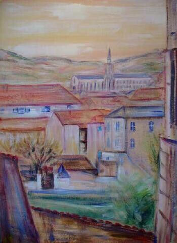 Painting titled "perrigueux rive gau…" by André Gueydon, Original Artwork, Oil