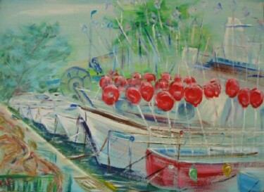 Malarstwo zatytułowany „toulon port de pêche” autorstwa André Gueydon, Oryginalna praca, Olej