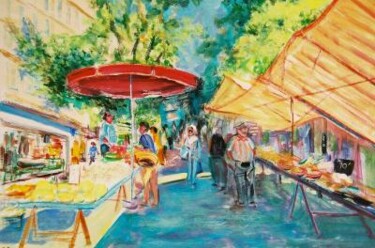 Pintura intitulada "le marché de Proven…" por André Gueydon, Obras de arte originais, Óleo