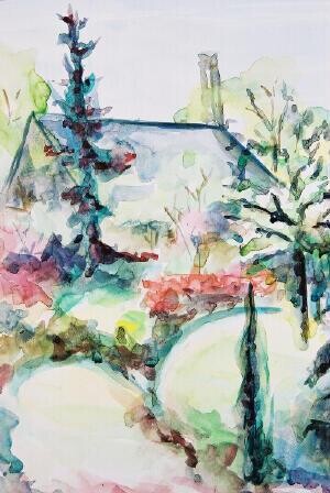 Peinture intitulée "jardin privé à Mont…" par André Gueydon, Œuvre d'art originale, Huile