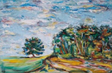 Painting titled "plateau de Bourgogne" by André Gueydon, Original Artwork, Oil