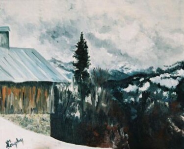 Peinture intitulée "tempête de neige" par André Gueydon, Œuvre d'art originale, Huile