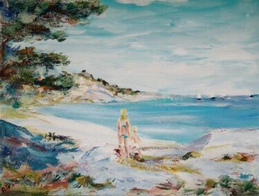 Peinture intitulée "allons à la plage" par André Gueydon, Œuvre d'art originale, Huile