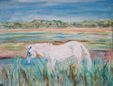 Painting titled "cheval sauvage en c…" by André Gueydon, Original Artwork, Oil