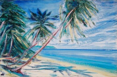 Peinture intitulée "la plage sous les c…" par André Gueydon, Œuvre d'art originale, Huile