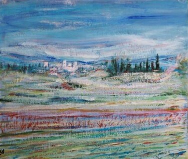 Painting titled "vue lointaine sur s…" by André Gueydon, Original Artwork, Oil