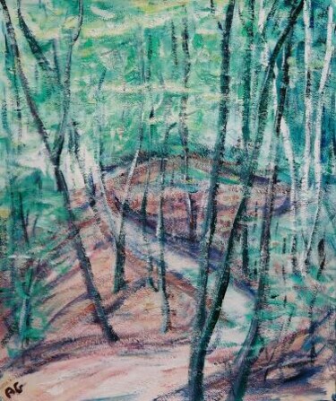 Peinture intitulée "sous-bois à wagenin…" par André Gueydon, Œuvre d'art originale, Huile