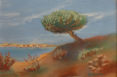 Pintura intitulada "en-garrigue.jpg" por Trezal, Obras de arte originais, Pastel