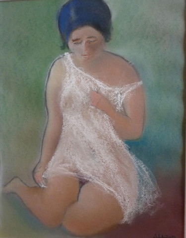 Peinture intitulée "jeune-fille-en-desh…" par Trezal, Œuvre d'art originale, Pastel