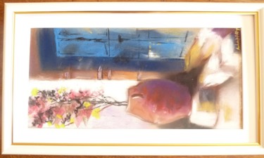 Peinture intitulée "un seuil en Grèce" par Trezal, Œuvre d'art originale, Pastel