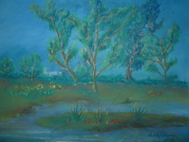 Peinture intitulée "paysage-" par Trezal, Œuvre d'art originale, Pastel