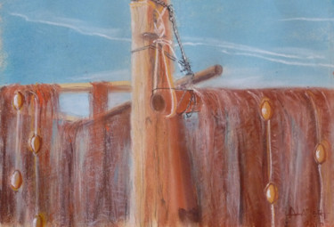 Peinture intitulée "Dans les filets- po…" par Trezal, Œuvre d'art originale, Pastel