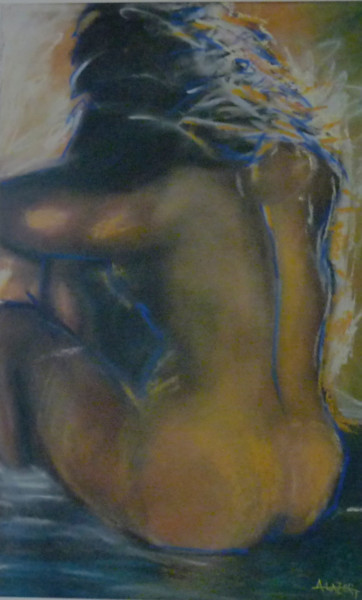 Peinture intitulée "NUE, en MEDITATION" par Trezal, Œuvre d'art originale, Pastel