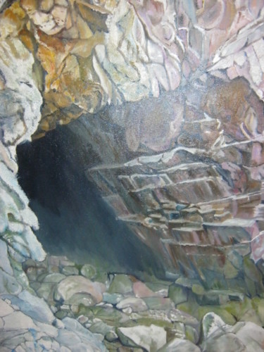 Peinture intitulée "grotte-de-trez-rouz" par André Le Nen, Œuvre d'art originale, Huile