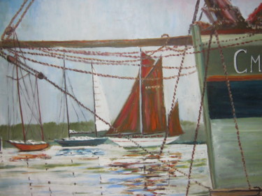 Peinture intitulée "fête maritime à Cam…" par André Le Nen, Œuvre d'art originale, Huile