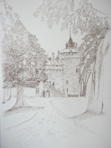 Dessin intitulée "le château de Combo…" par André Le Nen, Œuvre d'art originale, Encre
