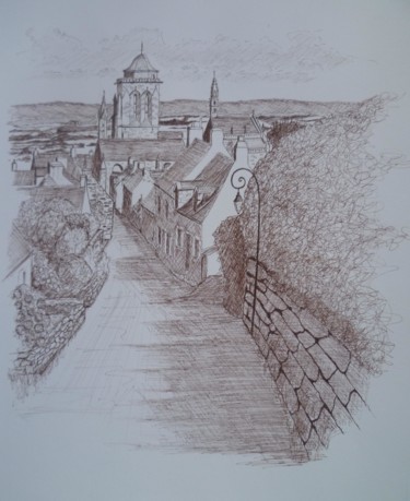 Dessin intitulée "rue St Maurice à Lo…" par André Le Nen, Œuvre d'art originale, Encre