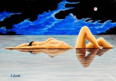 Peinture intitulée "Reflet de la baigne…" par André Lerot, Œuvre d'art originale
