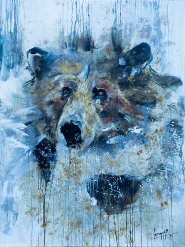Pintura titulada "grizly big" por Andre Marc Serrano, Obra de arte original, Acrílico Montado en Bastidor de camilla de made…
