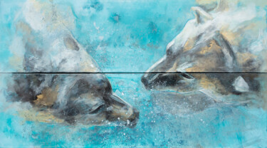 Painting titled "duo de peaux sous l…" by Andre Marc Serrano, Original Artwork, Acrylic Mounted on Wood Stretcher frame