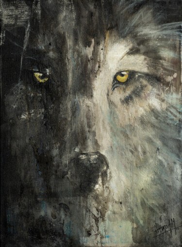 Peinture intitulée "louve eyes" par Andre Marc Serrano, Œuvre d'art originale, Acrylique Monté sur Châssis en bois