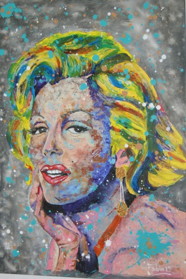 Painting titled "marylin" by André Marot, Original Artwork, Acrylic Mounted on Wood Stretcher frame