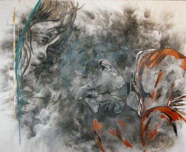Картина под названием "Le temps qui passe" - André Marot, Подлинное произведение искусства, Акрил Установлен на Деревянная р…