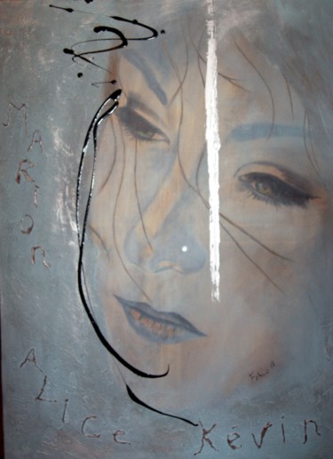 Peinture intitulée "M.A.K" par André Marot, Œuvre d'art originale, Fusain