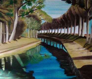 Painting titled "Impression Canal du…" by André Marthe, Original Artwork, Oil