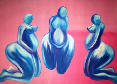 Peinture intitulée "les trois grâces" par André Marthe, Œuvre d'art originale, Huile