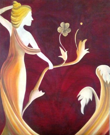 Painting titled "femme art déco" by André Marthe, Original Artwork, Oil