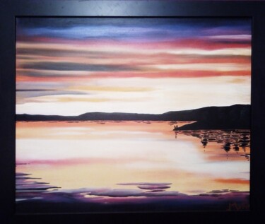 Painting titled "Impression Lac Léma…" by André Marthe, Original Artwork, Oil