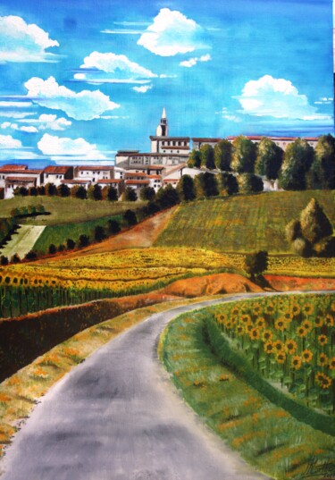 Painting titled "Route de Saint Félix" by André Marthe, Original Artwork, Oil