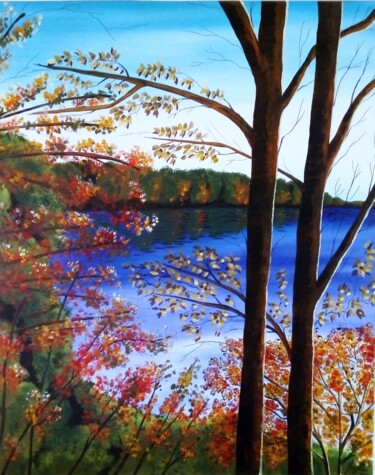 Painting titled "Bleu Canada" by André Marthe, Original Artwork, Oil