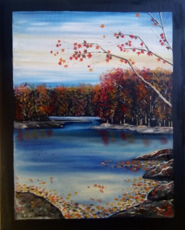 Painting titled "Bleu Canada III" by André Marthe, Original Artwork, Oil