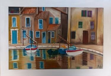 Painting titled "Bleu de Martigues" by André Marthe, Original Artwork, Oil