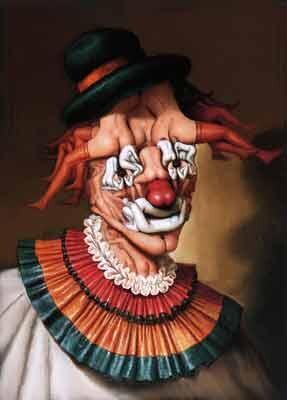 Peinture intitulée "clown aux nues" par André Martins De Barros, Œuvre d'art originale, Huile