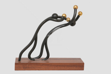Sculpture intitulée "Boxe _ 4 Boules de…" par André Michel, Œuvre d'art originale, Bronze