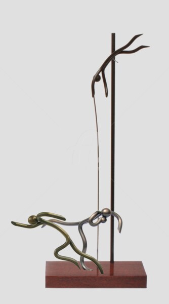 Sculpture titled "Décathlon triptique" by André Michel, Original Artwork, Metals
