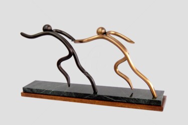 Skulptur mit dem Titel "Athlétisme _ Relay" von André Michel, Original-Kunstwerk, Metalle