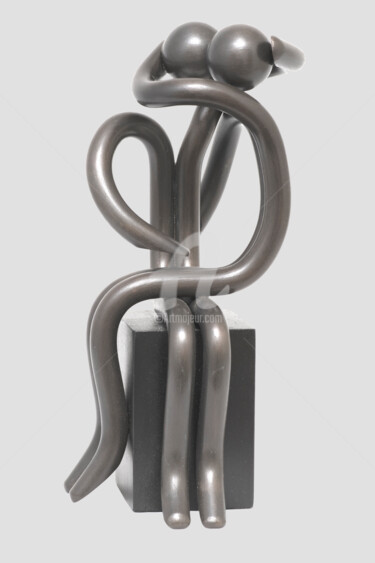 Sculptuur getiteld "Le Baiser" door André Michel, Origineel Kunstwerk, Metalen